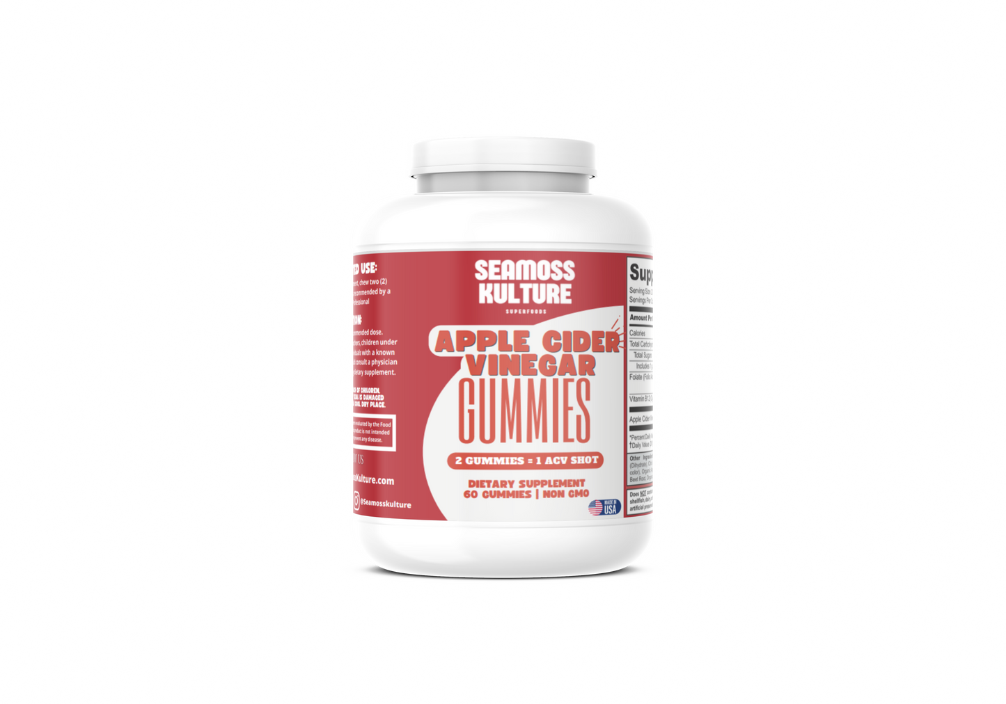 ACV Apple Cider Vinegar Gummies with Mother and Vitamin B12 (60 count)