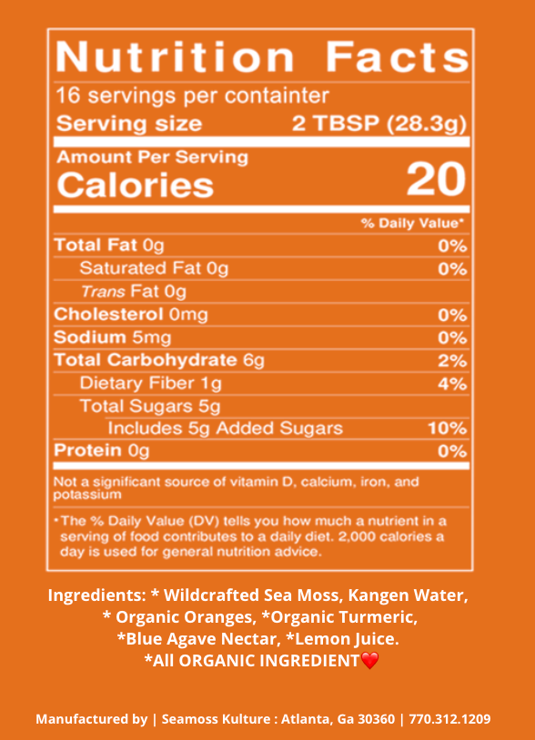 Premium Orange Turmeric Sea Moss Gel