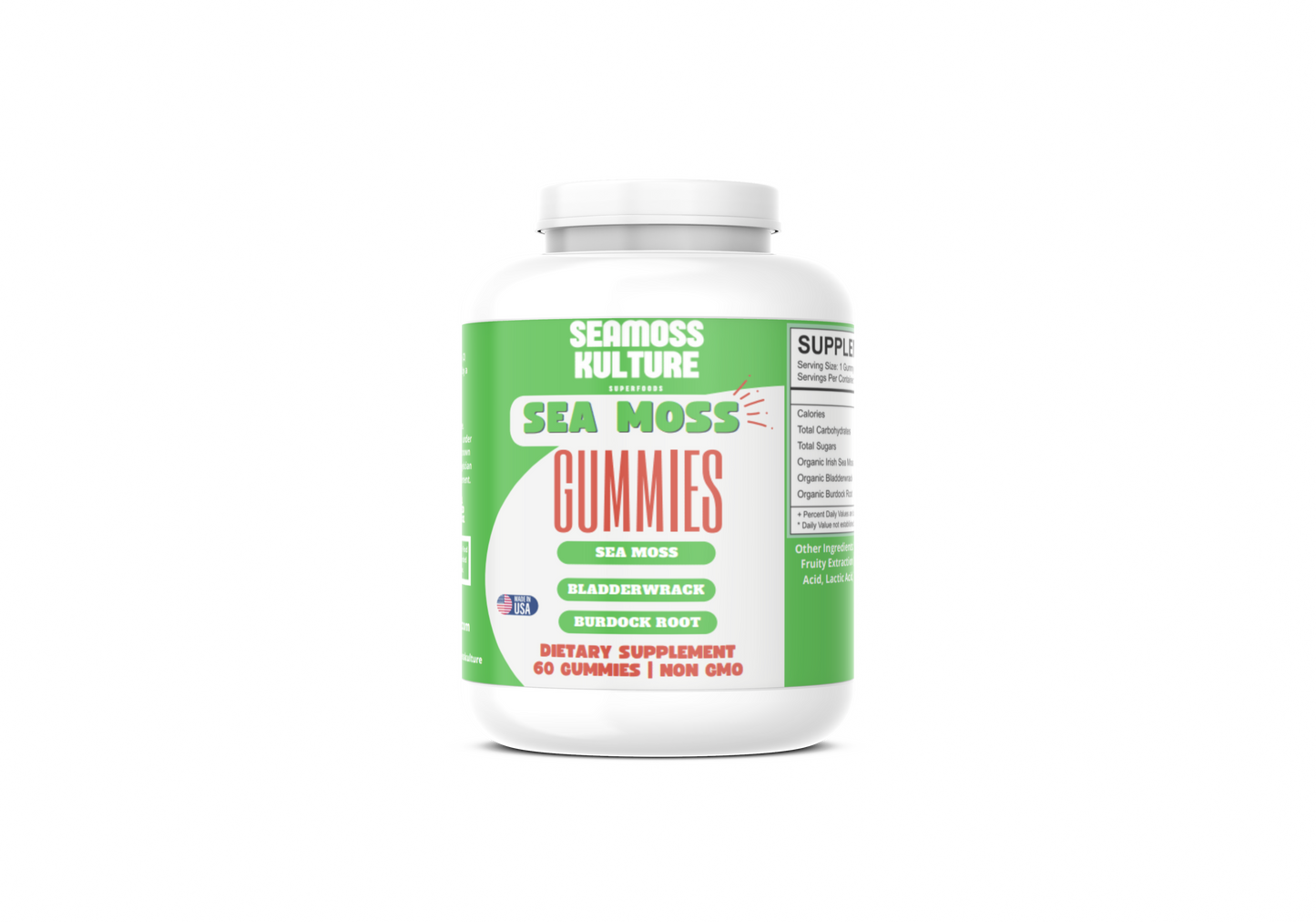 Sea moss, Bladderwrack and Burdock root gummies (60 count)