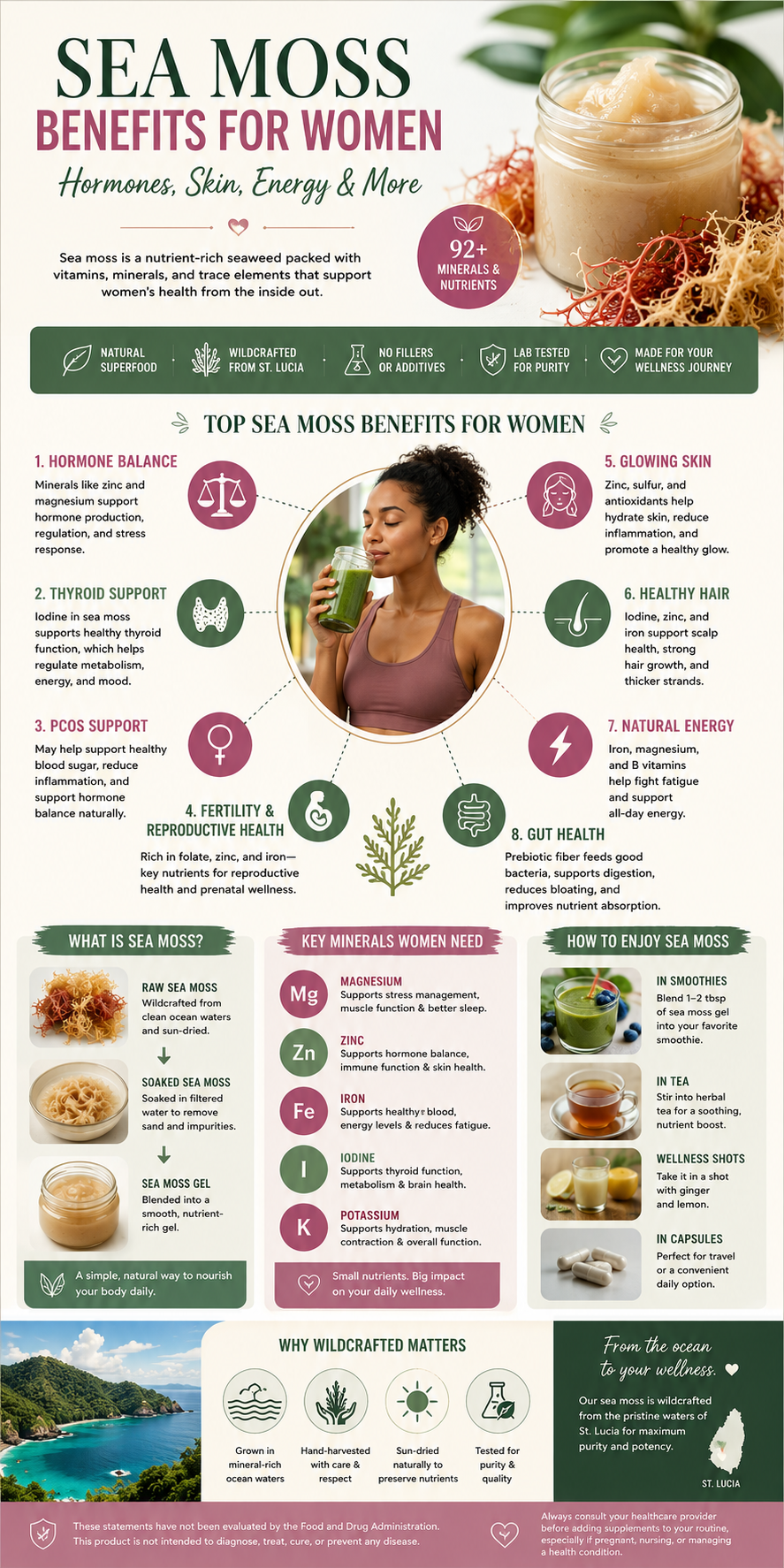 Sea Moss Benefits for Women: Hormones, Energy, Skin & Thyroid Support