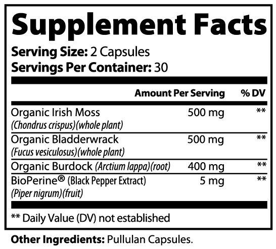Sea Moss, Bladderwrack and Burdock Capsules