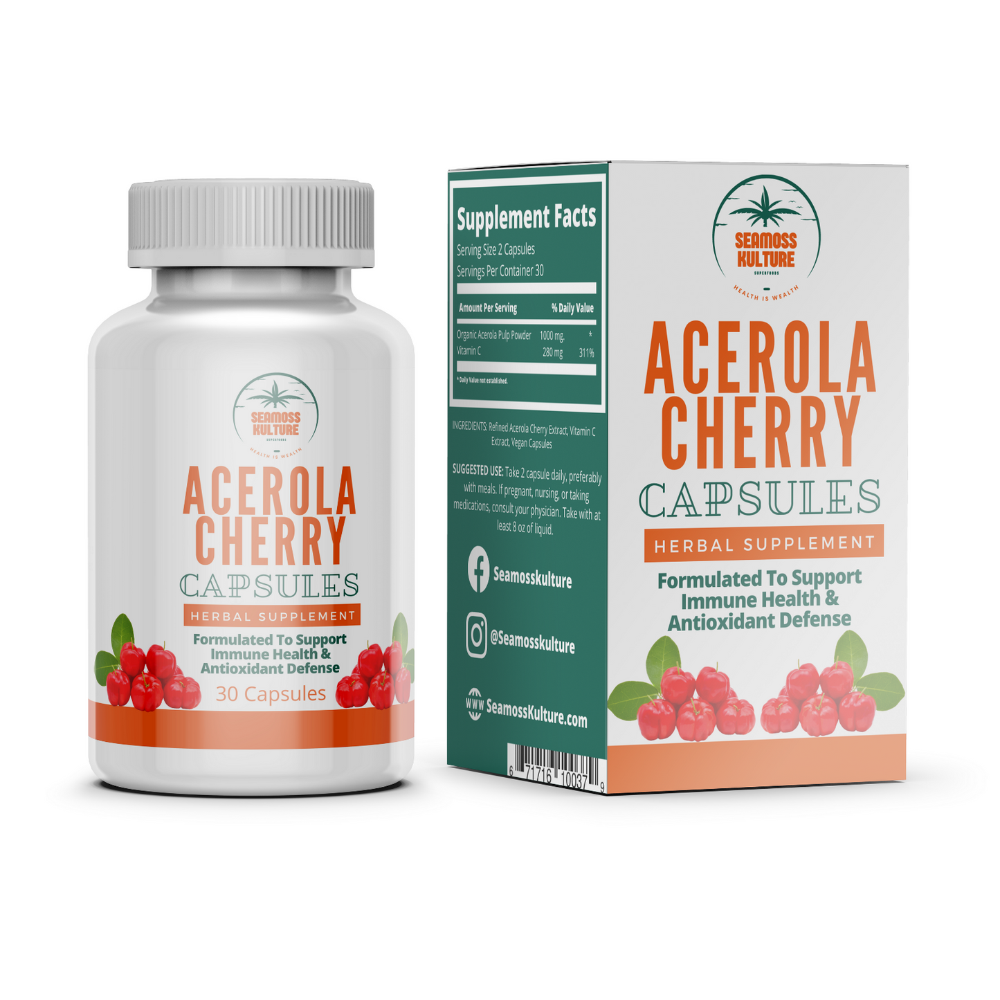 Acerola Cherry Vitamin C Capsules (60 capsules)