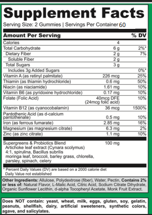 Supergreens Vitamin Gummies - 60 Count