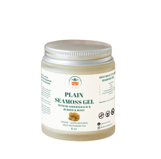 Our Premium Plain Sea Moss Gel with Bladderwrack and Burdock root